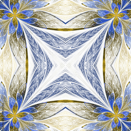 Plakat na zamówienie Symmetrical flower pattern in stained-glass window style on ligh