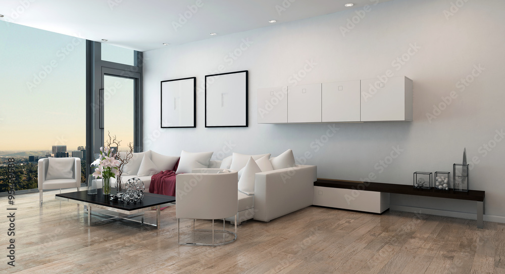 Obraz na płótnie Modern Living Room in High Rise Condominium w salonie