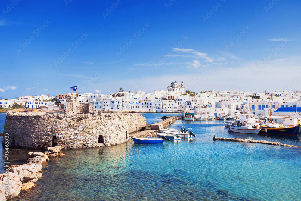 Picturesque Naousa village, Paros island, Cyclades, Greece - obrazy, fototapety, plakaty 