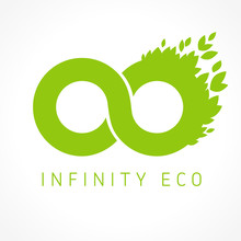 Infinity Green Eco Logo. Infinity Green Eco Logo Design Looped Leaf Vector Template