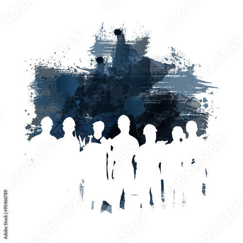 Fotografie, Obraz Silhouetten von Handwerkern bei der Arbeit