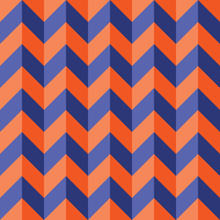 Vector Modern Seamless Colorful Geometry Chevron Lines Pattern, Color Blue Orange Abstract Geometric Background, Trendy Multicolored Print, Retro Texture, Hipster Fashion Design