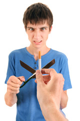 Poster - Young Man Destroy a Cigarette