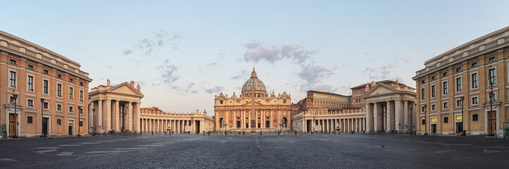 sunrise over the st. peters basilica in vatican city