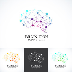 Poster - Set of Colorful Vector Template Brain . Creative concept design icon