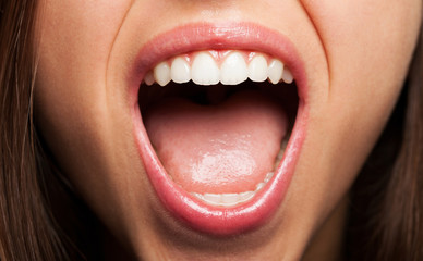 prefect teeth of a pretty girl closeup