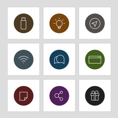 Poster - Different line style icons on circles. Application pictograms co