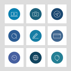 Poster - Different line style icons on circles. Application pictograms co