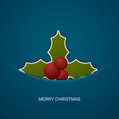 Wall Mural - Vector modern christmas berries on blue background