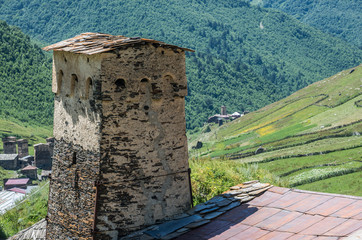 Canvas Print - Zhibiani - one of four villages community called Ushguli in Upper Svanetia region, Georgia