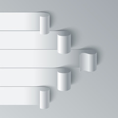 Aufkleber - Curled blank paper stripe banners arrow on white background