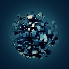 Poster - Abstract 3D Rendering of Dark Cubes.