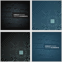 Aufkleber - Circuit board vector elements. 4 tiled pattern backgrounds good for IT / computers business design. File two.