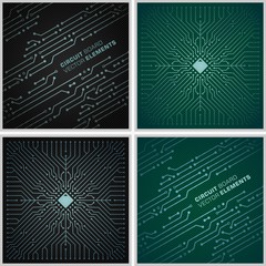 Aufkleber - Circuit board vector elements. 4 tiled pattern backgrounds good for IT / computers business design. File three.