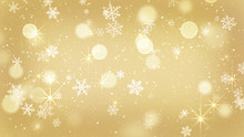 Golden Snowflakes And Stars Abstract Background