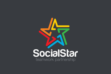 Poster - Social network Logo design vector template. Five point star logotype