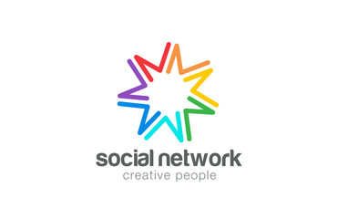 Poster - Social network Logo design vector template. Seven point star logotype