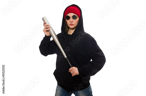 Photo  Woman hooligan isolated on the white