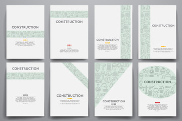 Poster - Corporate identity vector templates set with doodles construction theme
