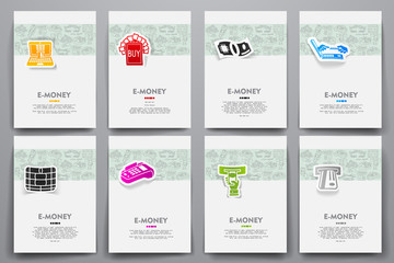 Poster - Corporate identity vector templates set with doodles e-money theme