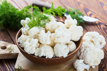 Fresh Organic Cauliflower Cut Into Small Pieces