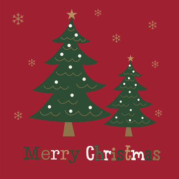 Christmas card with twin tree