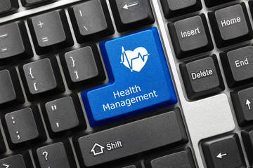 Wall Mural - Conceptual keyboard - Health Management (blue key)