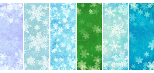 Canvas Print - Set of banners with grunge Christmas backgrounds with snowflakes