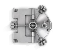 The Metallic Bank Vault Door On A White Background Isolated On W