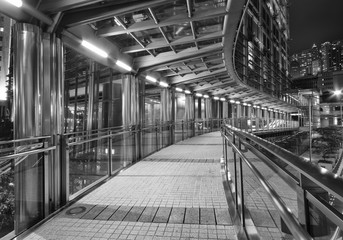 Poster - Empty pedestrian walkway in midtown at night