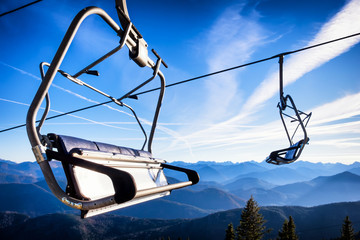 Canvas Print - ski lift chairs