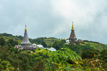 two pagoda at doi inthanon in chiangmai province,thailand