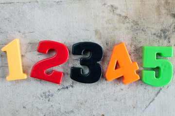 Wall Mural - Colored numbers  on canvas background