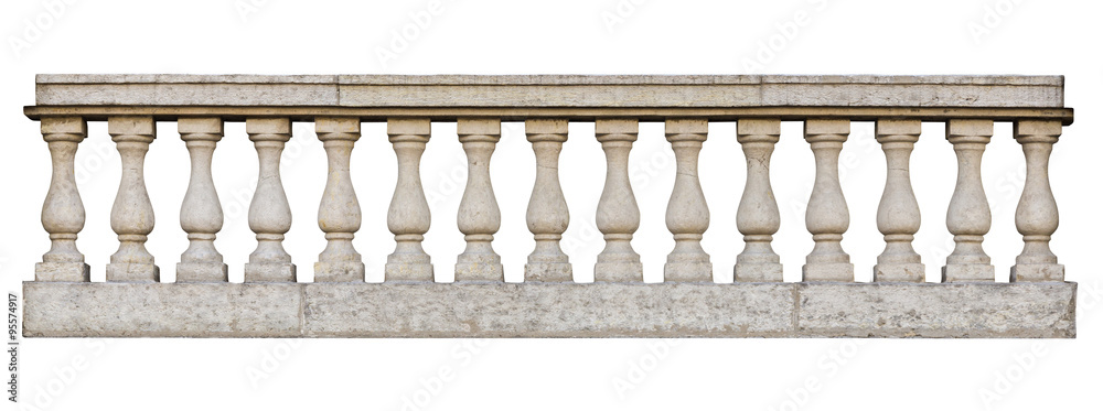 Baroque balustrade (isolated on white background) - obrazy, fototapety, plakaty 