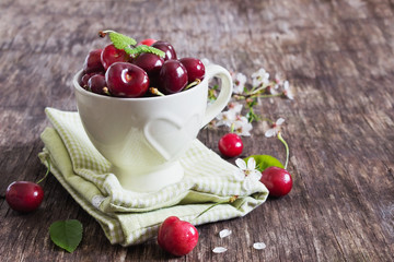 sweet cherry in a mug