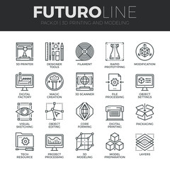 3D Printing Futuro Line Icons Set