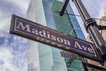 Street Sign Of Madison Avenue In New York City
