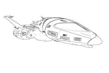 Wall Mural - spaceship black sketch