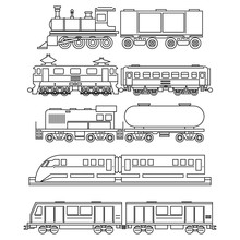 Line Art Train Icons