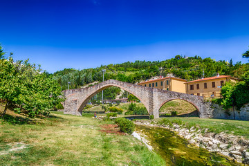 Poster - three archs medieval bridge in Italy