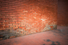 Old Brick Wall Weathered Texture And Dirty Floor Background