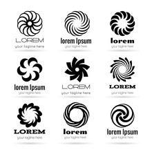 Vortex Or Tornado Symbols Logo Vector Set. Spiral And Swirl Element