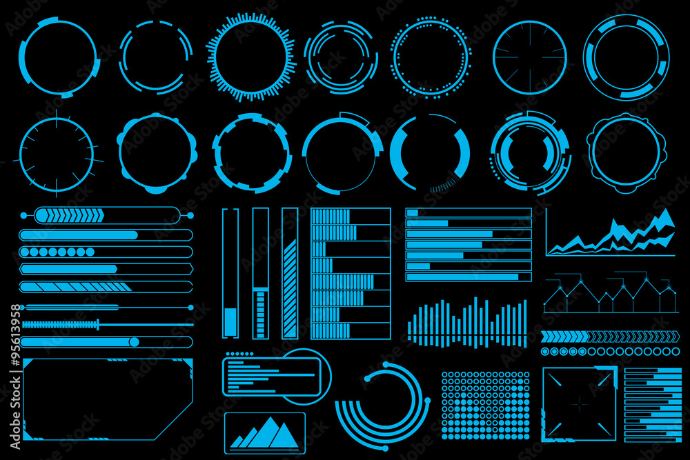 Futuristic user interface elements vector set Stock Vector | Adobe Stock