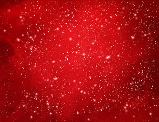 falling snow red background.