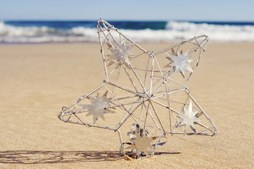 Canvas Print - christmas star on the beach