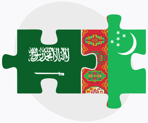 Saudi Arabia and Turkmenistan Flags