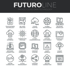 Aufkleber - Cloud Data Technology Futuro Line Icons Set