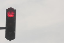 Traffic Lights, Red Traffic Light Against Sky