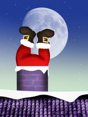 Poster - Santa Claus in chimney