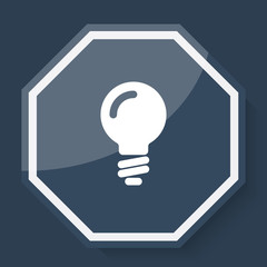 White Light Bulb icon on plum blue web app button